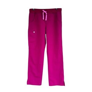 Figs Kade Women's Cargo Scrubs Bottoms Dark Magenta Pink Small Petite SP Pockets